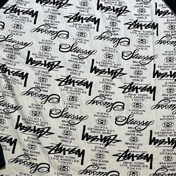 Stussy long sleeve black white shirt size medium HH - Picture 2 of 3